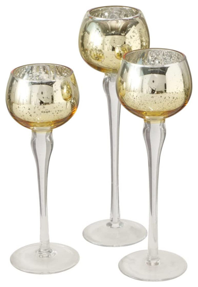 3 Piece Gold Baby Long Stem Candle Holders