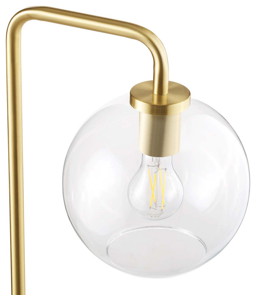 Silo Glass Globe Glass and Metal Floor Lamp, Satin Brass