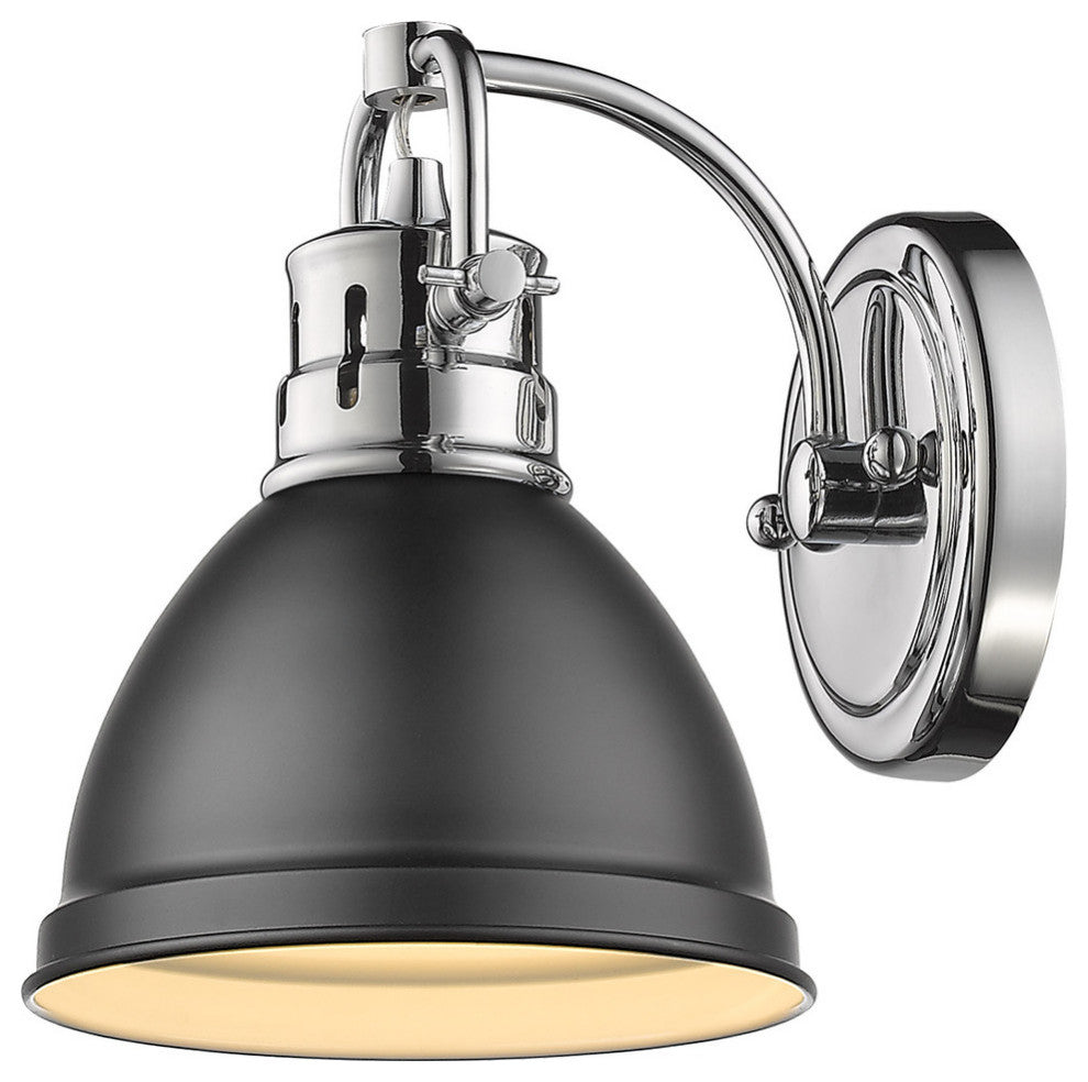 Duncan 1 Light Bath Vanity, Chrome, Matte Black Shade