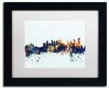 Michael Tompsett 'Calgary Canada Skyline Blue' Matted Framed Art, 11x14