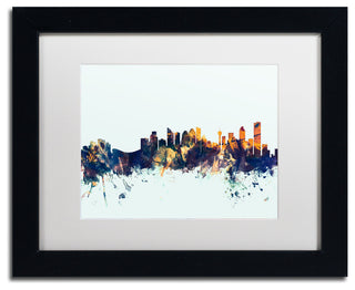 Michael Tompsett 'Calgary Canada Skyline Blue' Matted Framed Art, 11x14