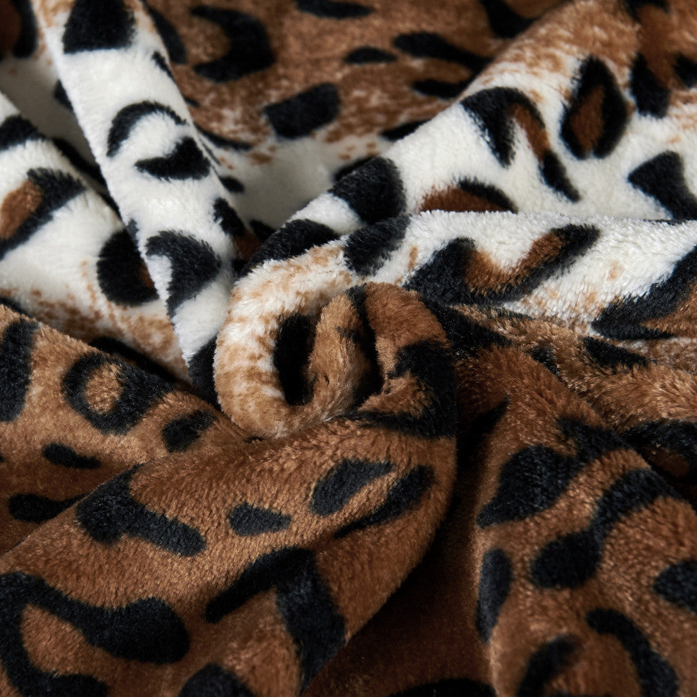 Striped Snow Leopard Safari Flannel Fleece Blanket, Queen