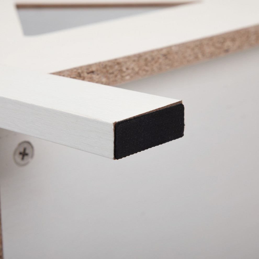 2 Set Wood Nightstand with Glass Door in White