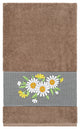 Linum Home Textiles Turkish Cotton Daisy Embellished Bath Towel, Latte