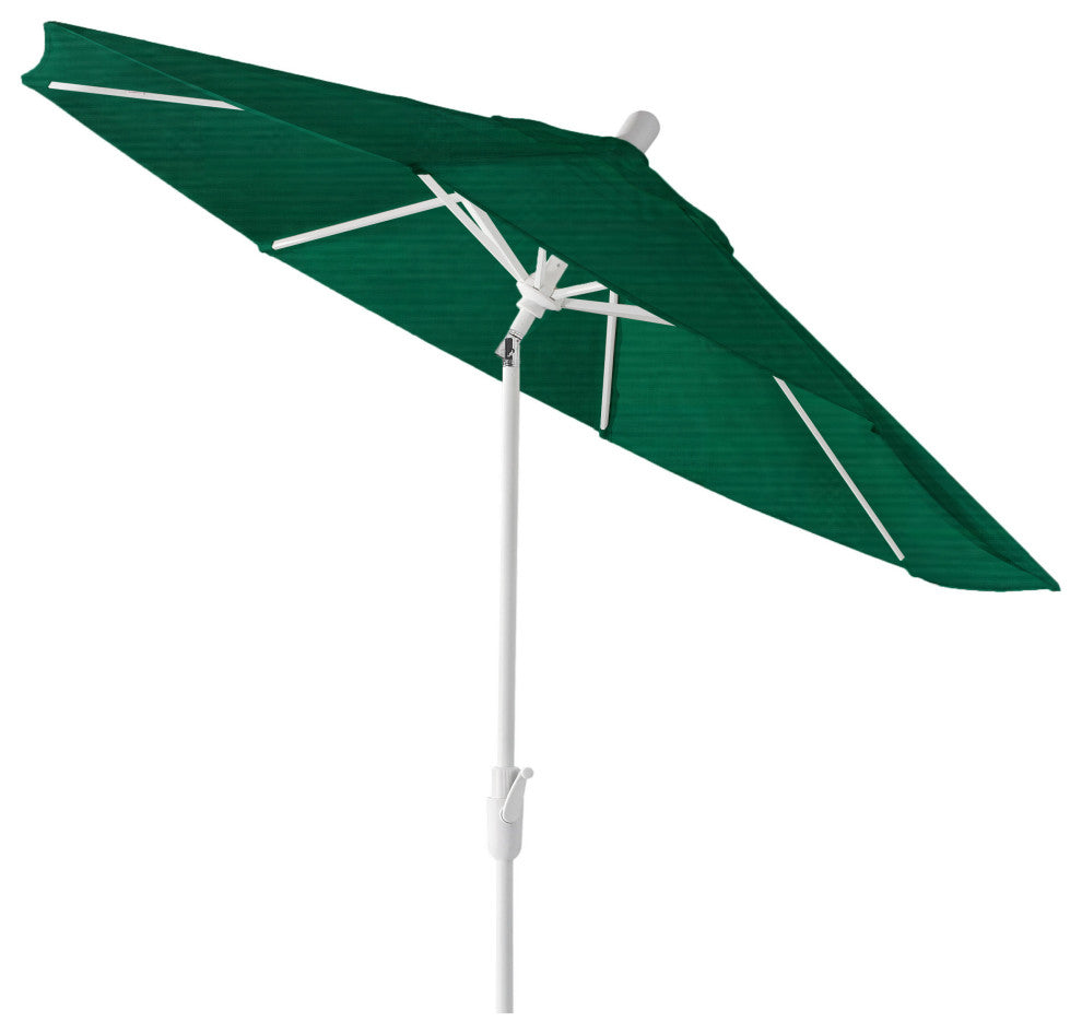 9' Round 360 Rotating Auto Tilt Umbrella, White, Sunbrella, Forest Green
