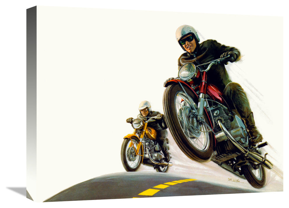 "Thunderbikes" Stretched Canvas Giclee by Mort Kunstler, 22x17"