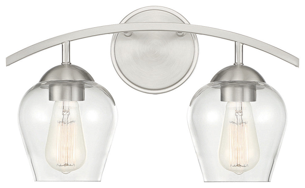 2-Light Bathroom Vanity Light, Matte Black, Brushed Nickel