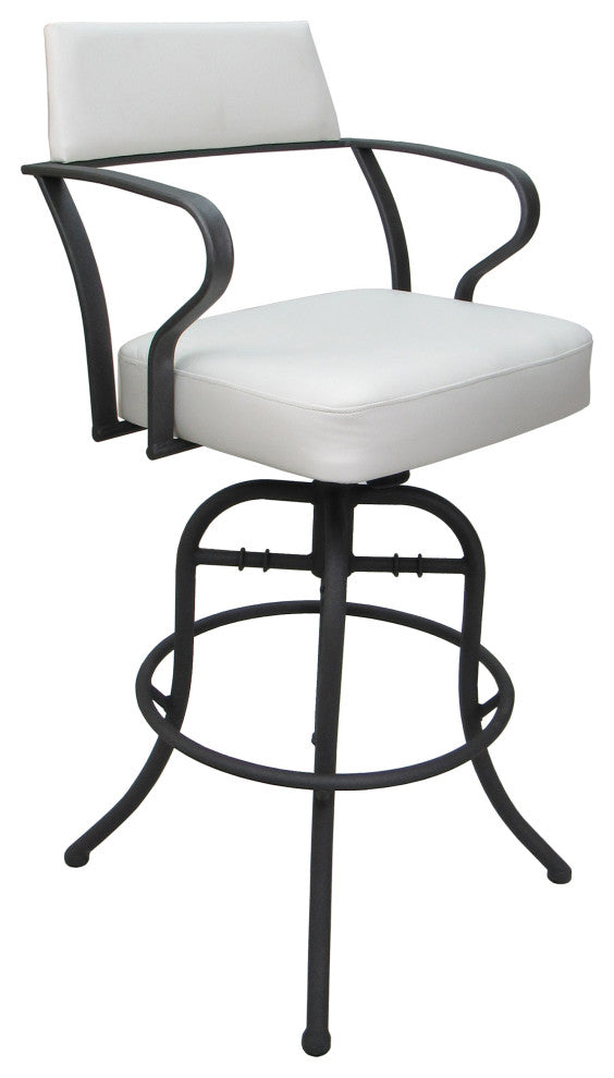 Swivel Tilt Metal Counter 26" or Bar 30" Stool - Carolina, White Vinyl - Grey, 30"