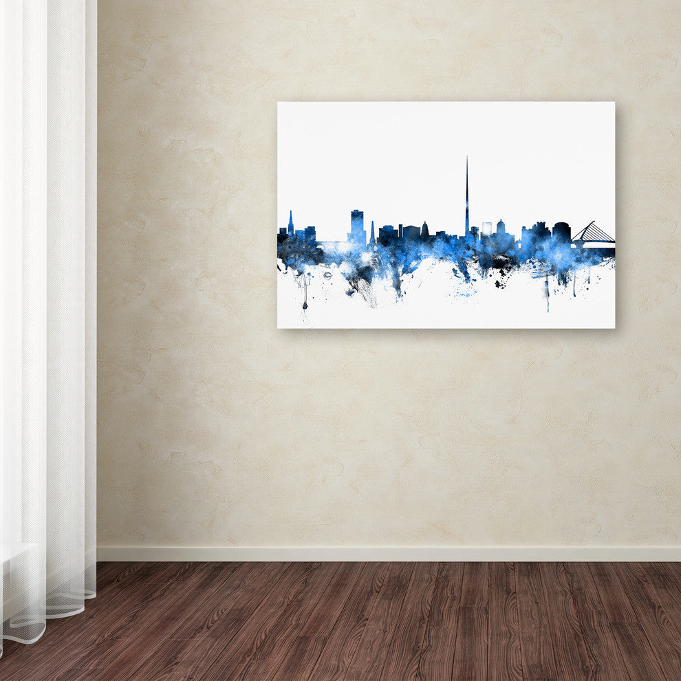 Michael Tompsett ''Dublin Ireland Skyline White'' Canvas Art, 22x32
