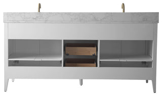 Vanity Art Freestanding Vanity, White, 72", Double Sink, Golden Brushed