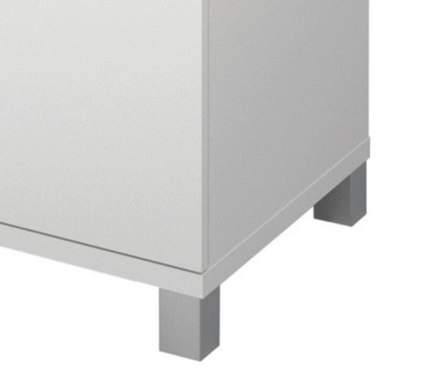 Sideboard, Spacious Design With 3 Open Shelves & 2 Storage Drawers, White