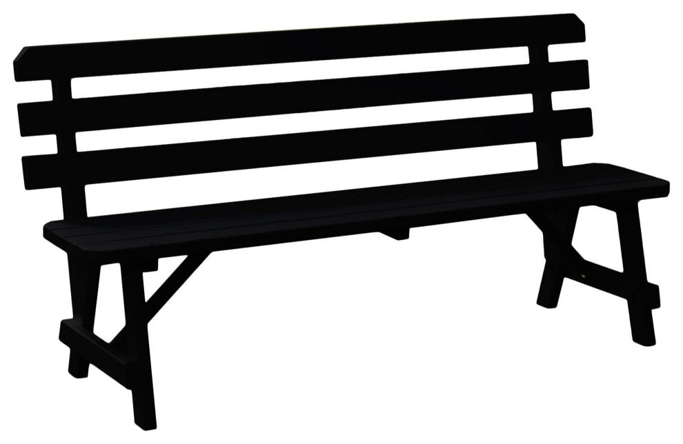 Pine Traditional Backed Bench, Black, 8 Foot
