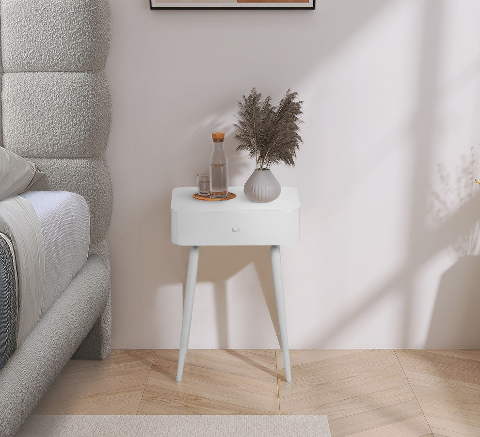 Rylan Iron Night Stand, White, Solid
