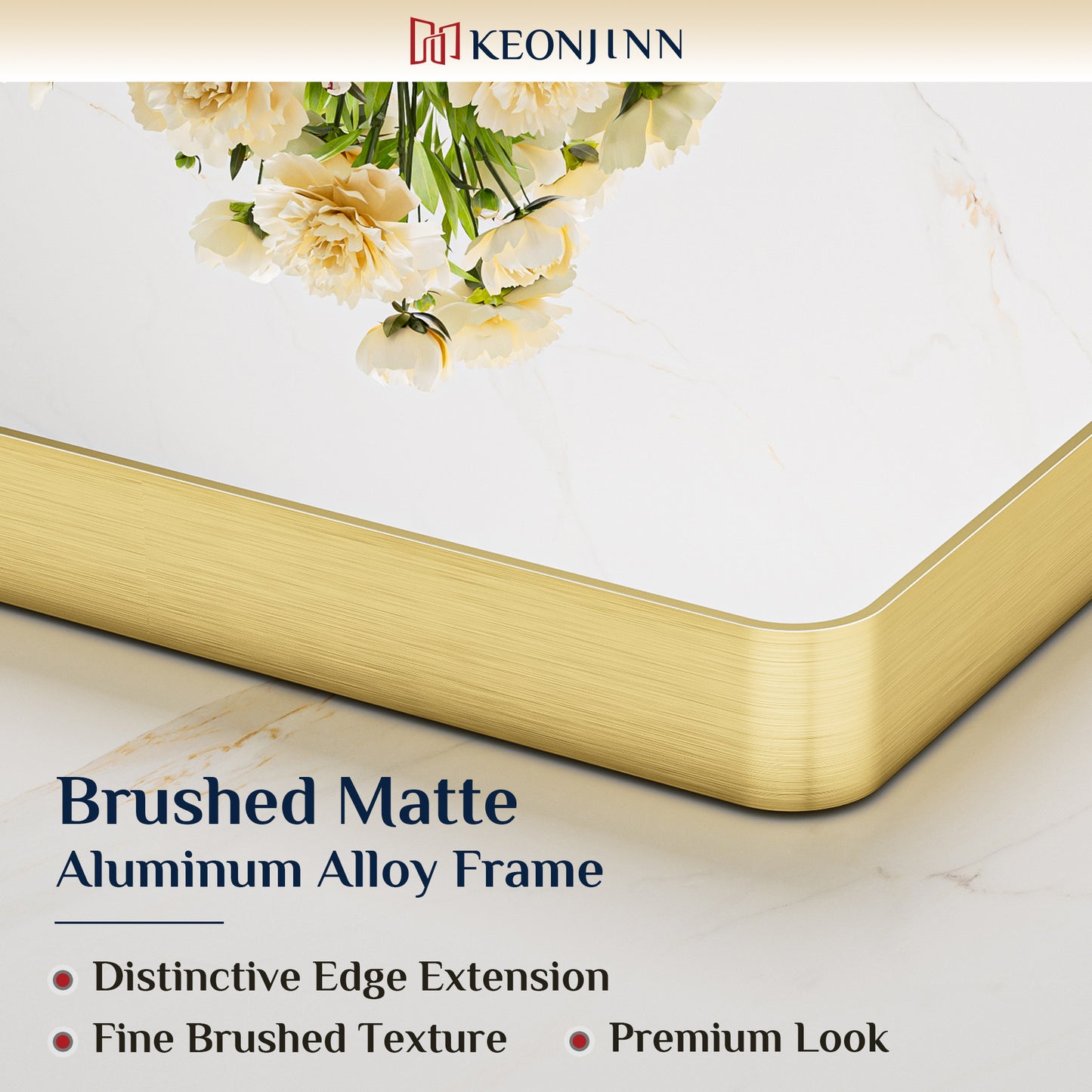 Metal Frame Decorative Rectangular Wall Mount Mirror, Gold, 48"x30"