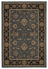 Aiden Traditional Vintage Inspired Blue/Black Rug, 4' x 5'9"
