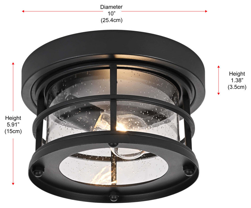 Home Living 10" Outdoor Flush Mount, Black