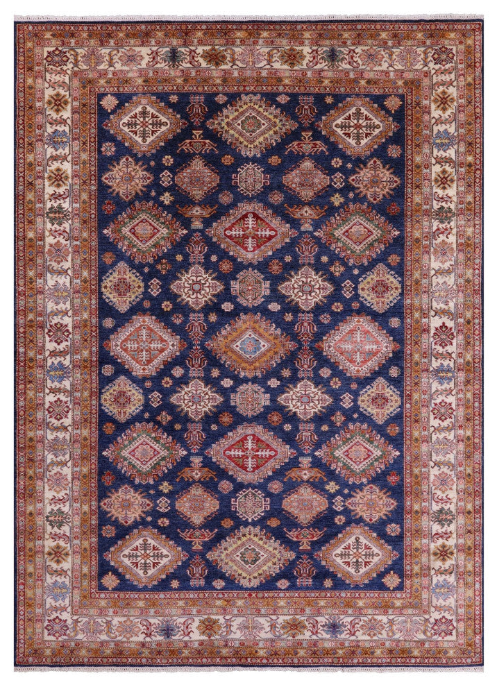 Super Kazak Geometric Hand-Knotted Wool Rug 10' 0" X 13' 7" Q11225