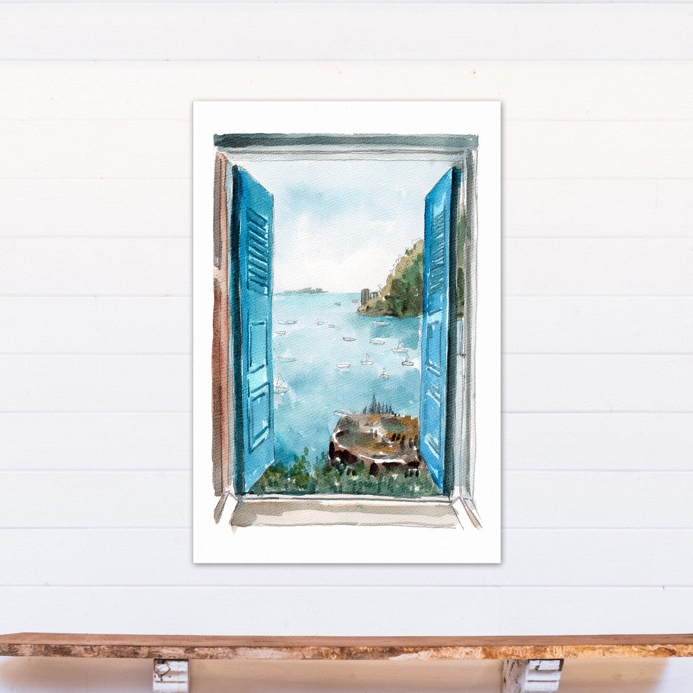 Ocean View Window 32x48 Canvas Wall Art
