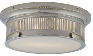 Alderly Flush Mount, 2-Light, Polished Nickel, White Glass, 13"W
