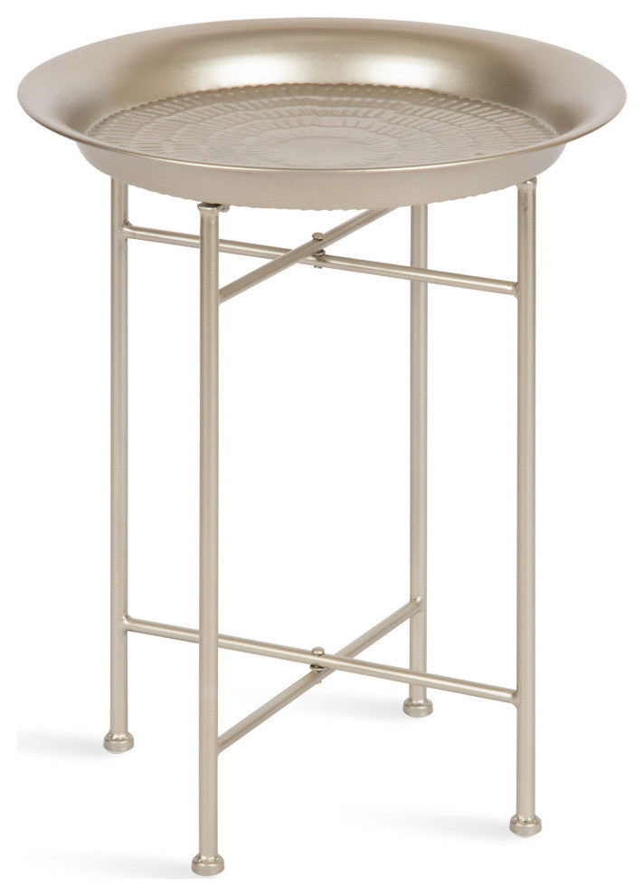 Mahdavi Round Metal Accent Table, Silver, 16.5x16.5x20.5