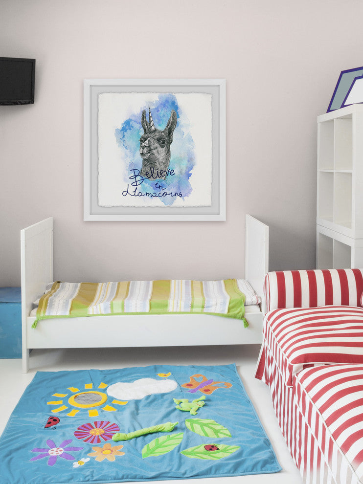"Llamacorns" Framed Painting Print, 18"x18"