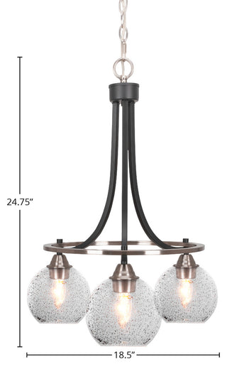 Paramount 3-Light Chandelier, Matte Black & Brushed Nickel, 5.75" Smoke Bubble