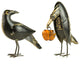 Set of Two Recycled Iron Crows Holding a Pumpkin