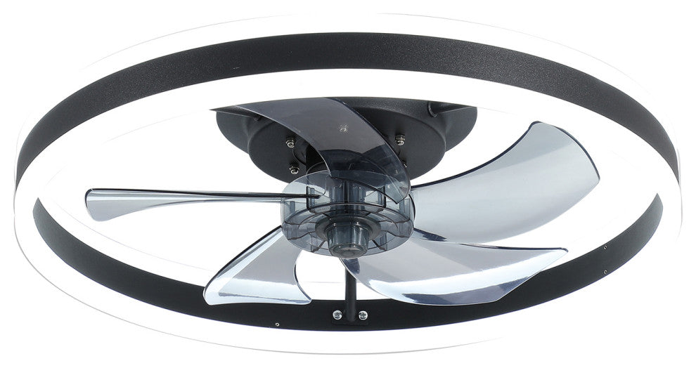 20 in. W x 6 in. H Iron Ceiling Fan in Black with Dimmable LED Lights