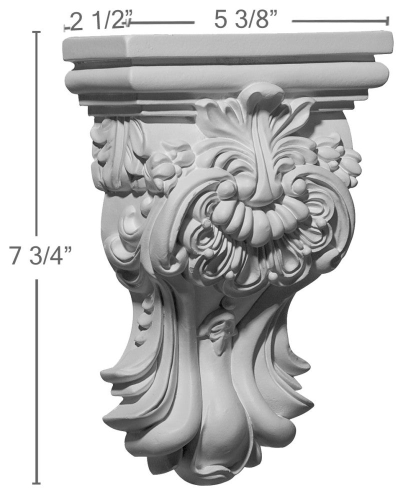 5 3/8"W x 2 1/2"D x 7 3/4"H Hillsborough Corbel