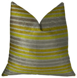 Kaleva Lime and Gray Handmade Luxury Pillow, 16"x16"