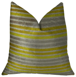 Kaleva Lime and Gray Handmade Luxury Pillow, 16"x16"