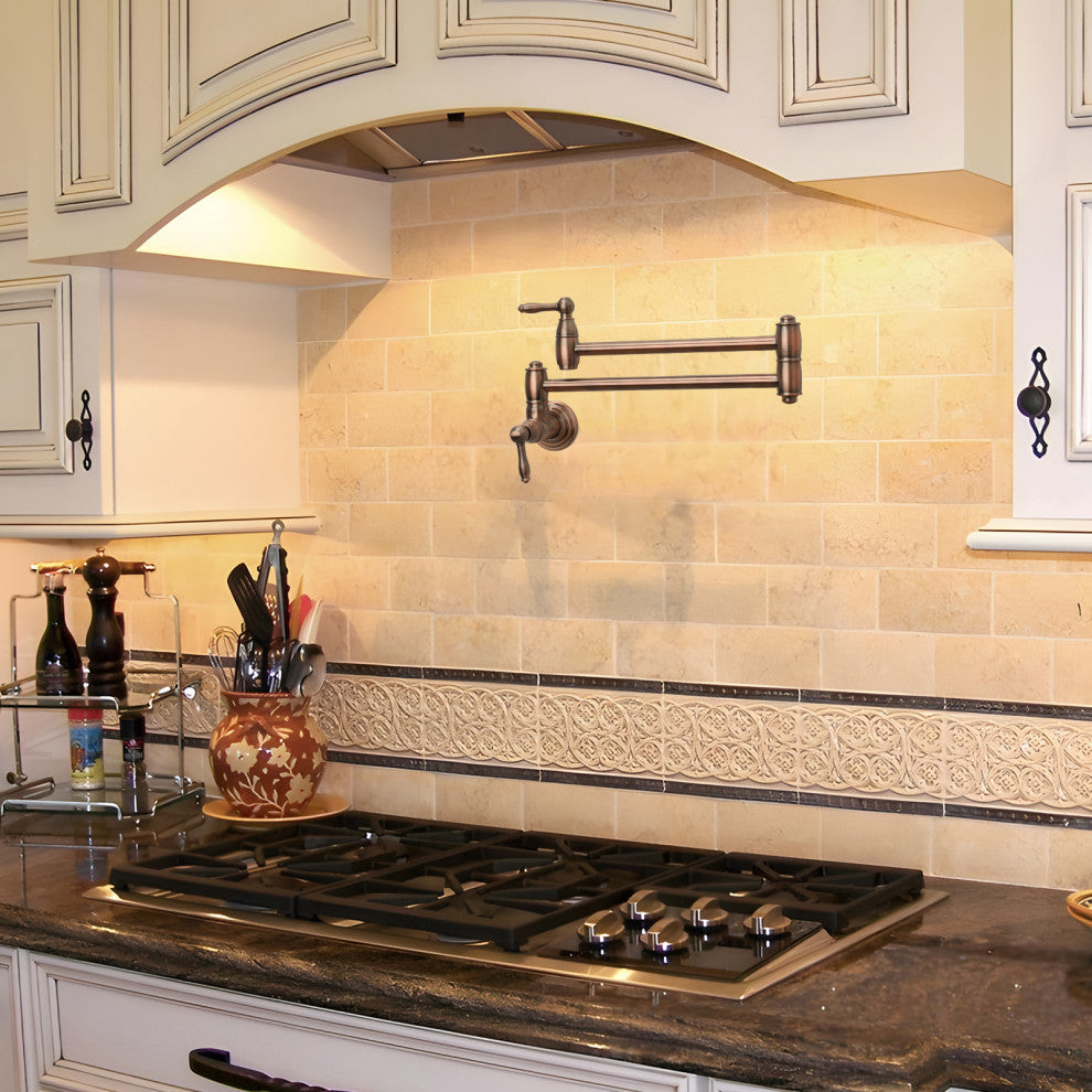 Copper Pot Filler Kitchen Faucet Wall-Mounted, Antique Copper