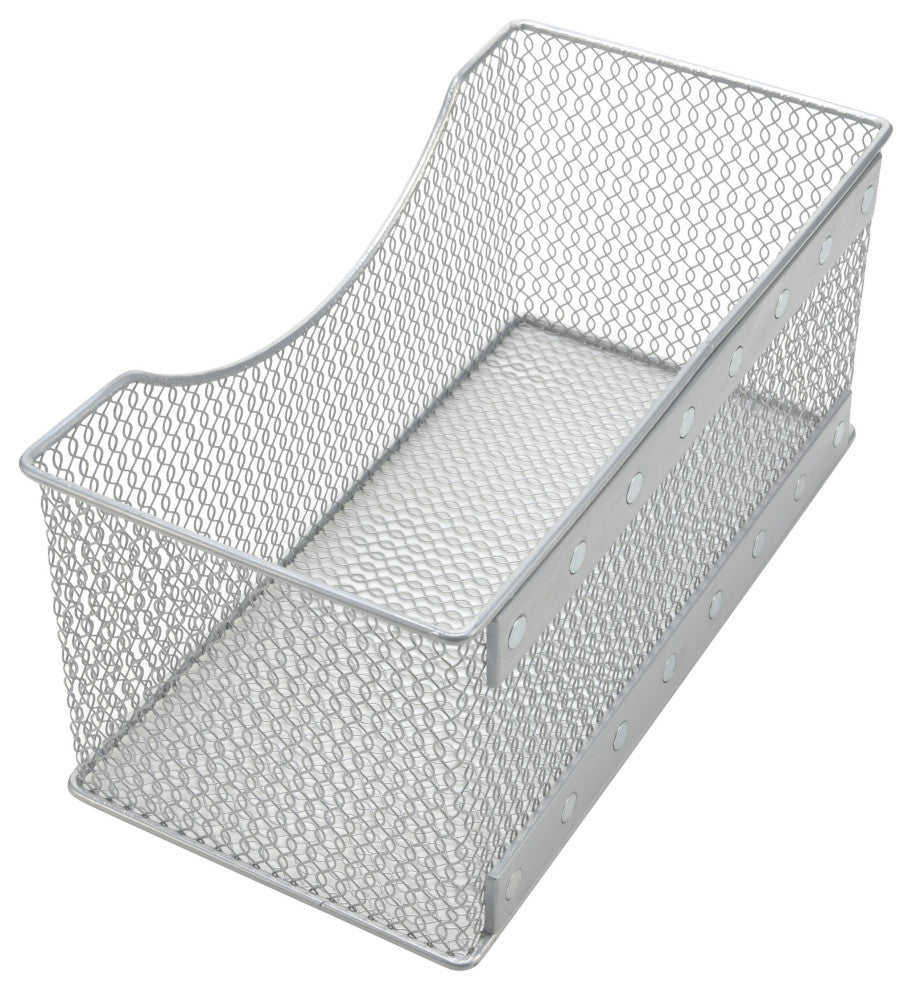 Ybm Home Wire Mesh Magnetic Basket, Silver 11"x5.5"x5"