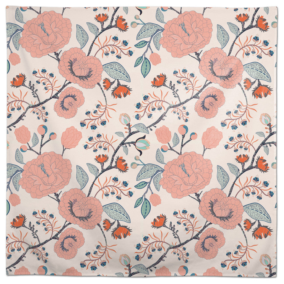 Pink Navy Floral 58x58 Tablecloth