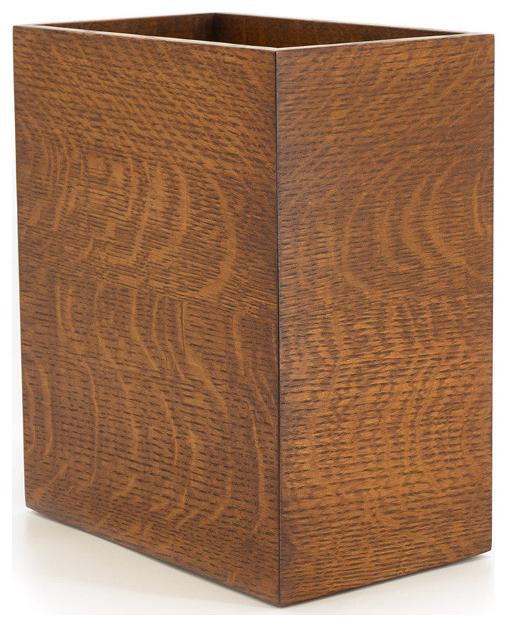 Solid Quartered Oak Rectangle Wastebasket