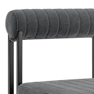 Devi Anastasia Round Matte Black Iron & Gray Fabric Dining Table 5-Piece Set