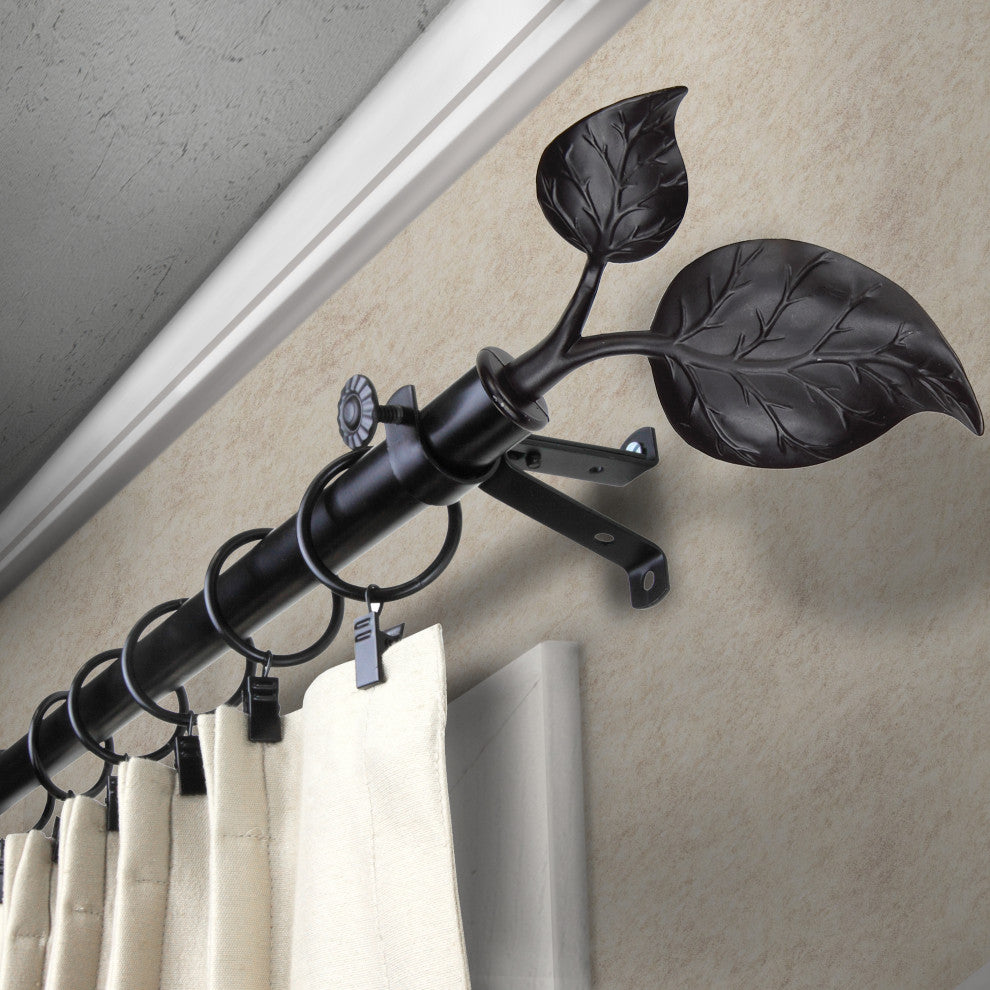 Penelope 13/16" Diameter Curtain Rod, Black, 18-28"