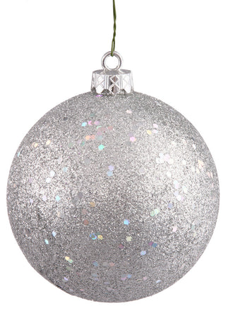 Vickerman 4" Silver Sequin Ball Ornament, 6 per Bag