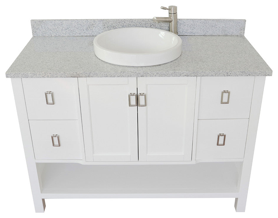 49" Single Vanity, White Finish With Gray Granite Top