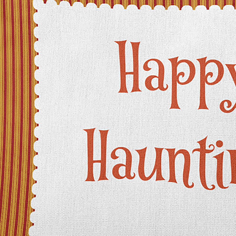 Happy Haunting Ticking Accent Pillow, Dark Red, 14"x20"