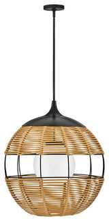 Hinkley Maddox 24.25" Outdoor Large Bohemian Orb Pendant, Black + Natural Nylon