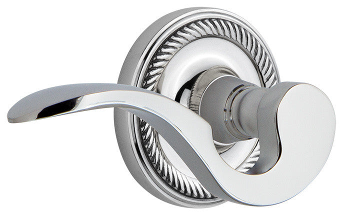 Rope Rose With Manor Lever, Bright Chrome, Passage, Left-Handed