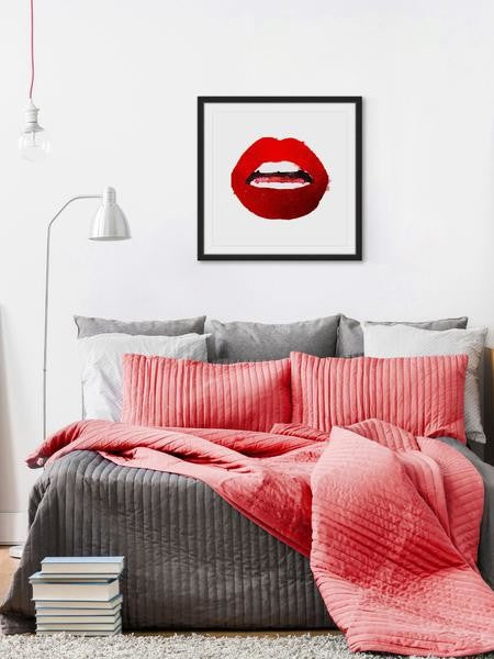 "Red Lips II" Framed Painting Print, 24"x24"