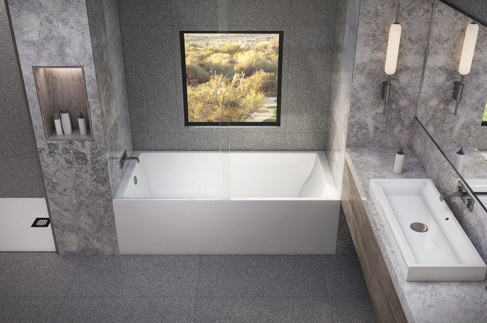 Malibu Driftwood LH Rectangle Soaking Bathtub 60x30x22 Biscuit