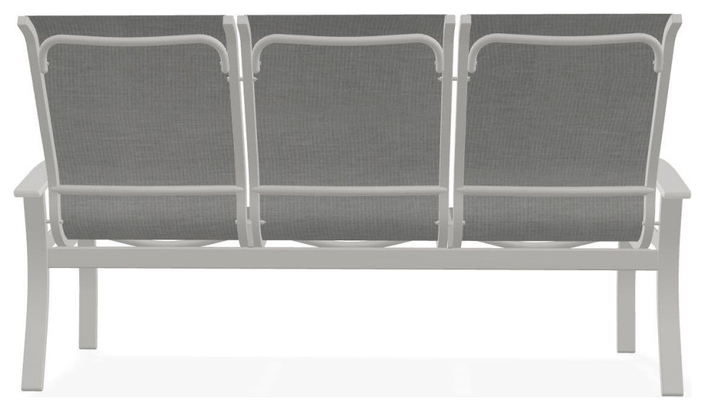 Belle Isle Sling 3-Seat Outdoor Sofa, Alloy/Snow