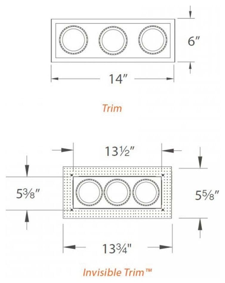 Low Voltage Multiple Three Light Invisible Trim, White