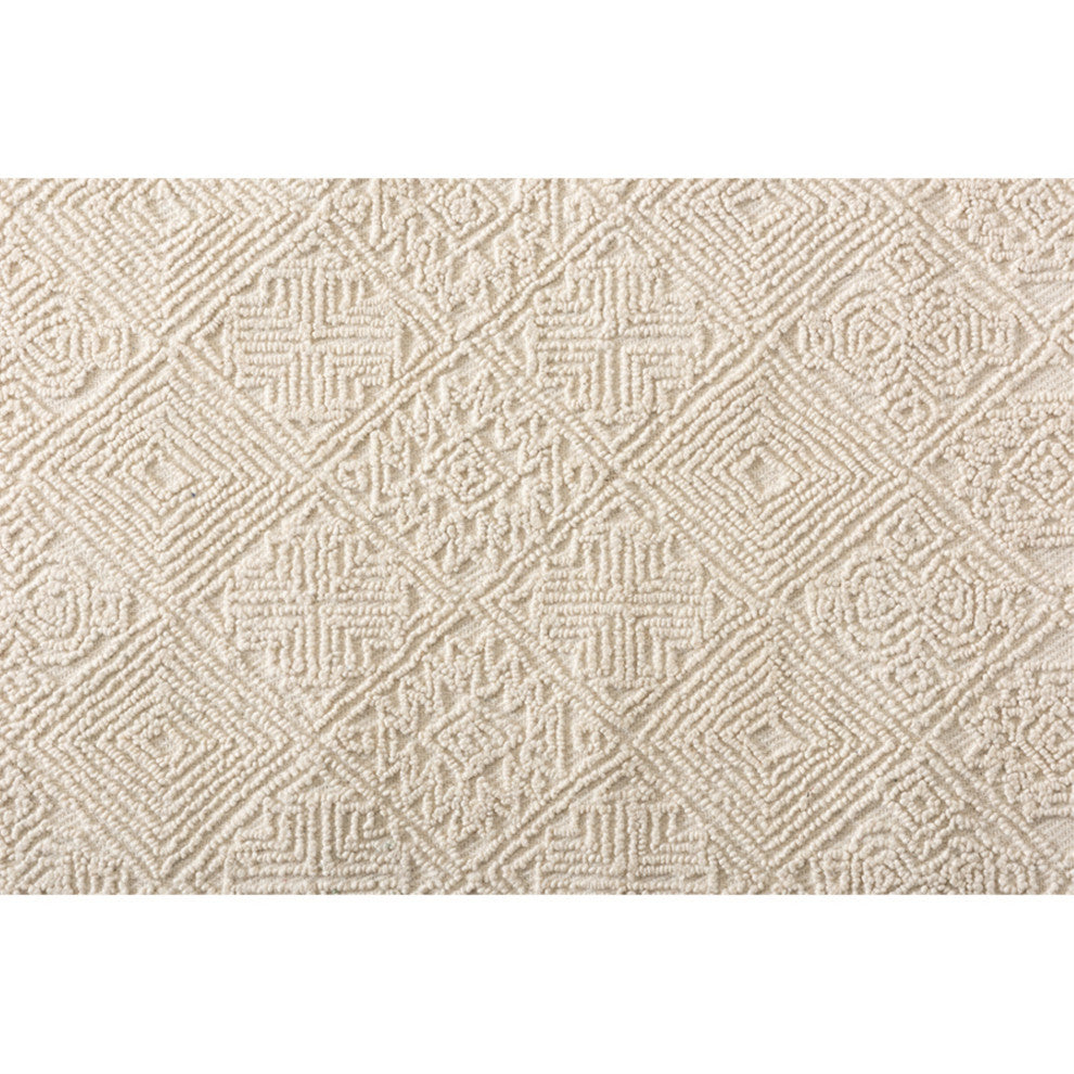 Meltem Modern and Contemporary Ivory Handwoven Wool Area Rug