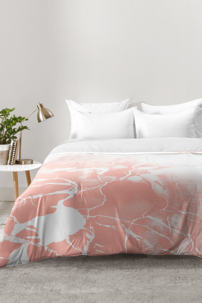 Emanuela Carratoni Pink Marble With White Comforter, Queen