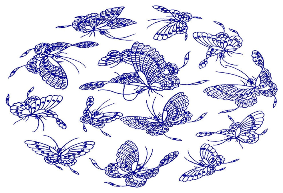 Tile Mural Butterflies Chinese Patterns blue Backsplash 6