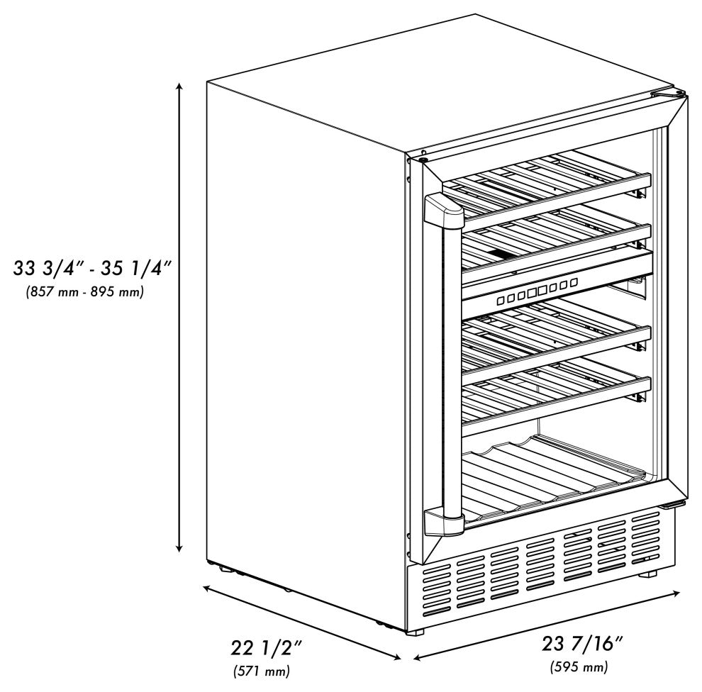 ZLINE 24 In. Wine Cooler, Stainless Steel With Matte Black, RWVZ-UD-24-MB